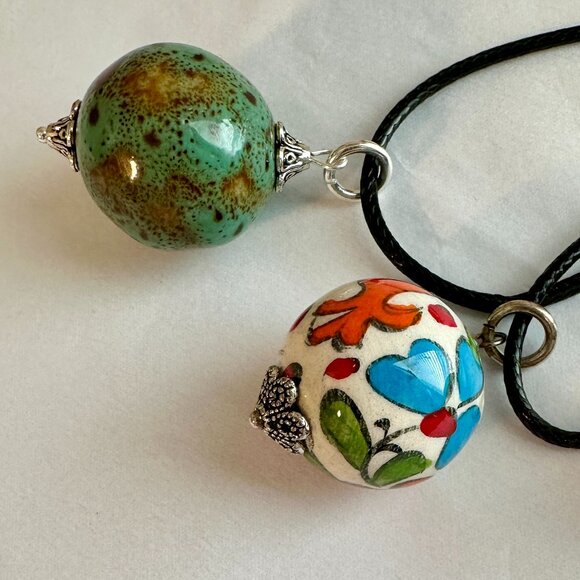 Boho BUNDLE (3) Ceramic Beads Pendants Chocker Necklaces Minimalist Boho Gipsy - Picture 12 of 15